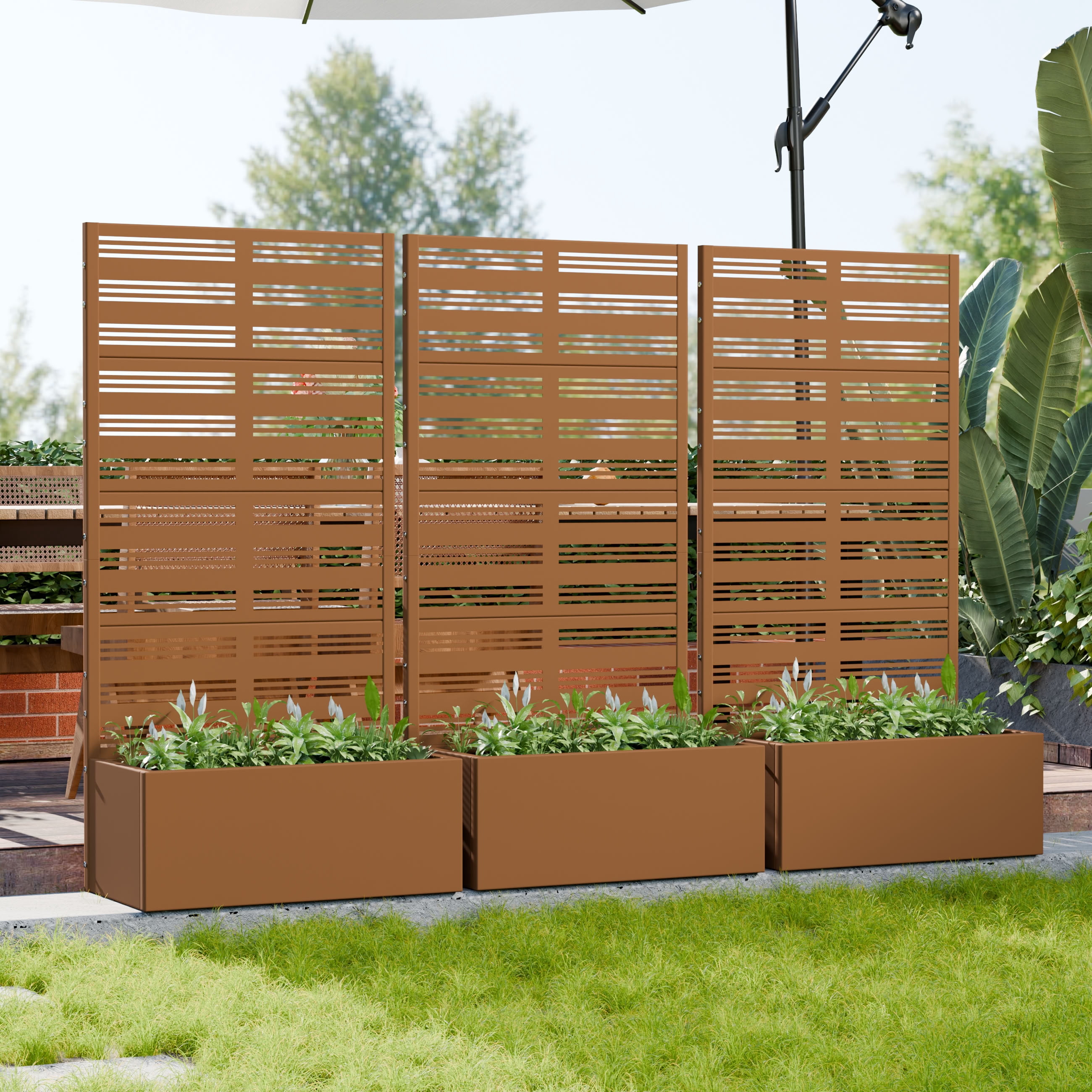 MAYEERTY 59*30in Outdoor Metal Planter Box, Portable Balcony Planter Box, Space Saving Garden Planter for Patio, Garden, Yard