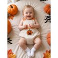 thumbnail image 6 of BemeyourBBs Newborn Baby Boy Girl My First Halloween Outfit Infant Baby Boys Girls Summer Fall Clothes Bubble Romper Overalls Cute Pumpkin Letters Embroidery Sleeveless Square Neck Bodysuit Playsuit, 6 of 9