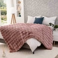 thumbnail image 6 of H&D Dusty Rose Faux Rabbit Fur Bubble Throw Blanket, 40" × 60", 6 of 7