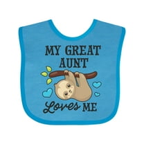 Inktastic My Great Aunt Loves Me with Sloth and Hearts Boys or Girls Baby Bib