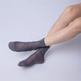 thumbnail image 4 of Mens Thin Sheer Silk Formal Dress Suit Socks Casual Business Socks Nylon Breathable Striped Short Tube Ankle Socks, 4 of 9