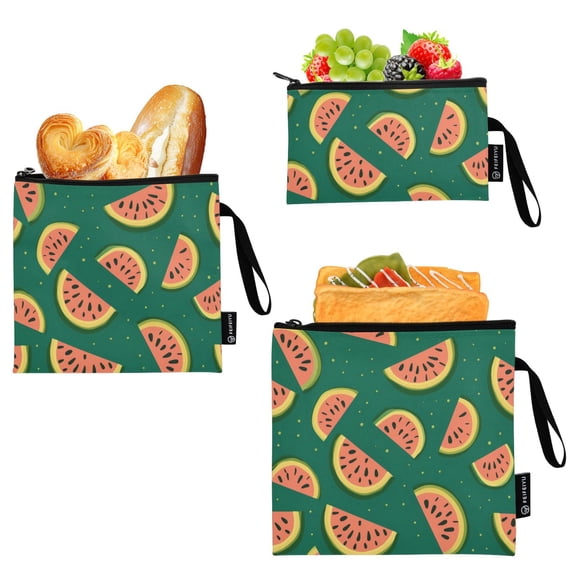 Dailycode Reusable Ziploc Bags Leakproof Sandwich Snack Freezer Bags Watermelon Slices 3 pack
