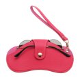 thumbnail image 1 of Funda de gafas de cuero portátil con cordón para muñeca para mujeres y hombres, estuches para gafas de sol (rojo rosa), 1 of 7