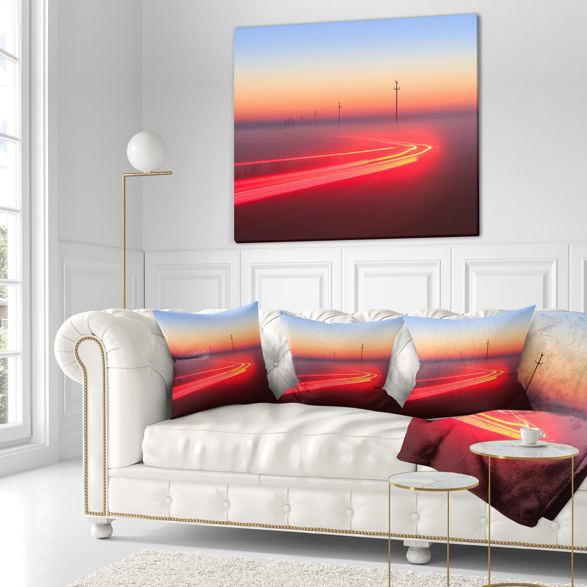 Designart Barcelona Street Traffic Trail - Throw Pillow - 16x16