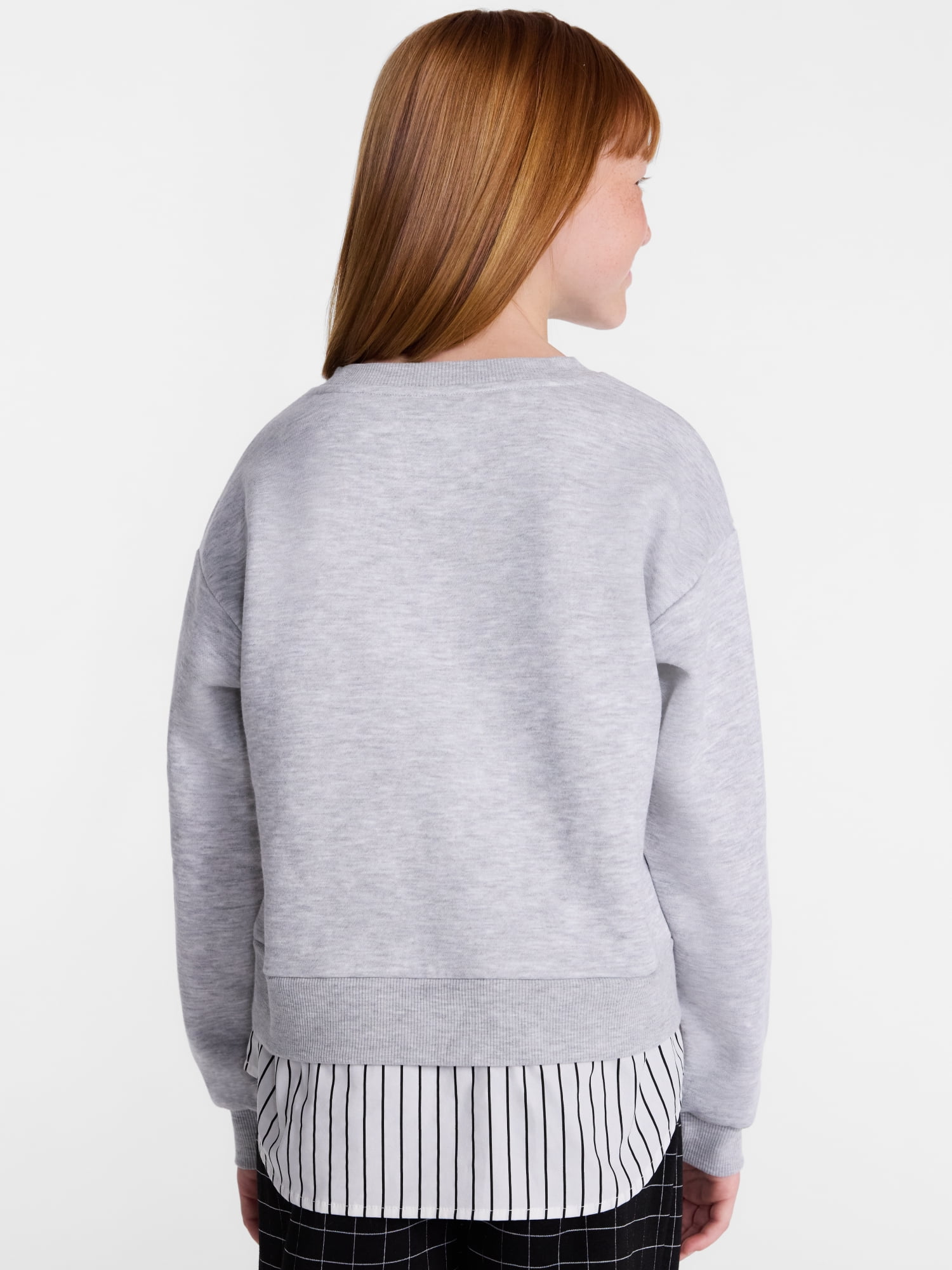 Wonder Nation Girls Double Top with Long Sleeves, Sizes 4-18 & Plus