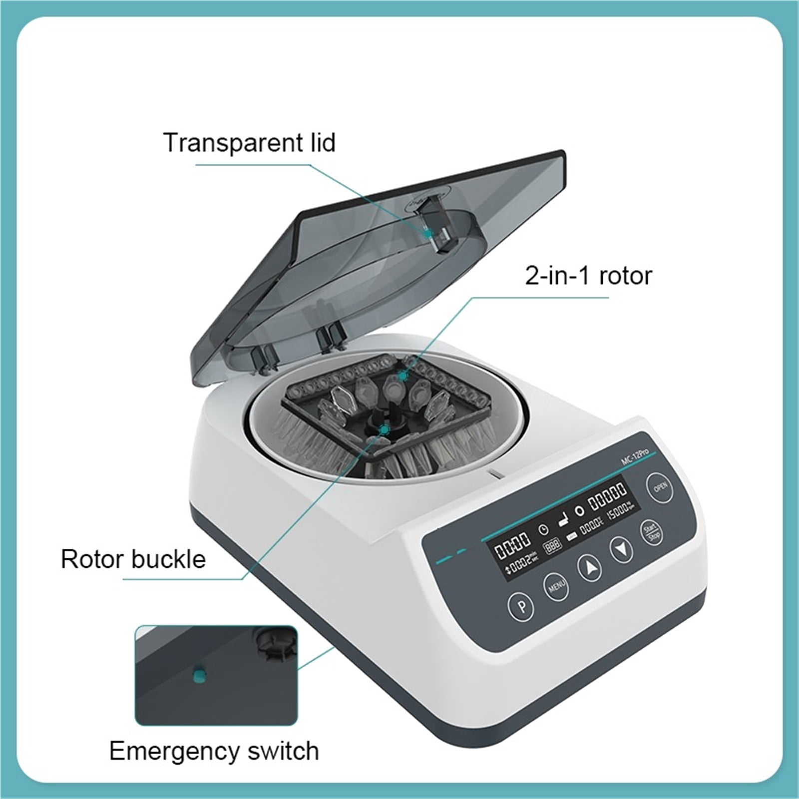 PCR Centrifuge Machine Laboratory Digital High Speed Centrifuge 12000RPM 0.2/0.5/1.5/2ml Centrifuge Tube MC-12Pro ,Efficient Separation