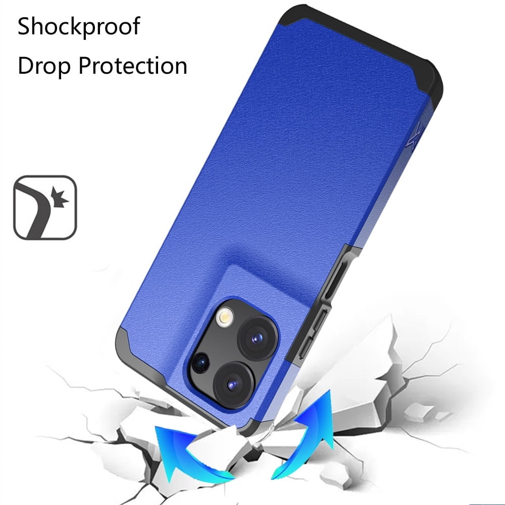 TJS for TCL K32 5G / K33 5G Phone Case, with Tempered Glass Screen Protector, Dual Layer Hybrid Magnetic Support Shockproof Heavy Duty Cover (Blue)