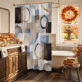 thumbnail image 5 of Abstract Blue Brown Shower Curtain, Waterproof Shower Curtains for Bathroom, Vintage Geometric Color Blocks Washable Fabric Bathtub Curtain Set Bath Decor with 12 Hooks Stall 36"x72", 5 of 8