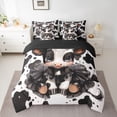 thumbnail image 3 of Feelyou Kawaii Milk Cow Twin Bedding Sets 7-Piece for Kids, Fashion Cow Print Bedding Comforter Set, Cute Cartoon Animal Reversible Sheet Sets, Super Cozy Room Decor, 3 of 8