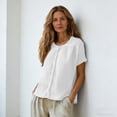 thumbnail image 5 of Kelon Short Sleeve Womens Linen Cotton Tops Vacation Casual Outfits Blouses Dressy Casual Summer Outfits 2026, 5 of 9