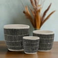 thumbnail image 3 of Nalore Embossed Lattice Ceramic Pot Set (Set of 3), 3 of 5