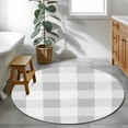 thumbnail image 4 of Grey Plaid 3ft Area Rug, Spring Summer Farmhouse Buffalo Checkered Washable Non-Slip Small Round Rugs for Entryway Bedroom Kitchen, Soft Circle Carpet for Dining Room, Playroom Nursery Rug, 4 of 9