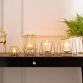 thumbnail image 3 of Juego de 2 candelabros de metal dorado, candelabros elegantes geométricos, centros de mesa con candelabros navideños, 3 of 5