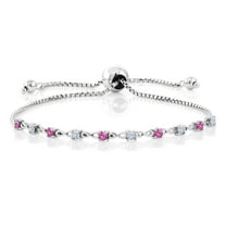 Gem Stone King 925 Sterling Silver Bracelet for Women Created Sapphire Moissanite (0.58 Cttw)