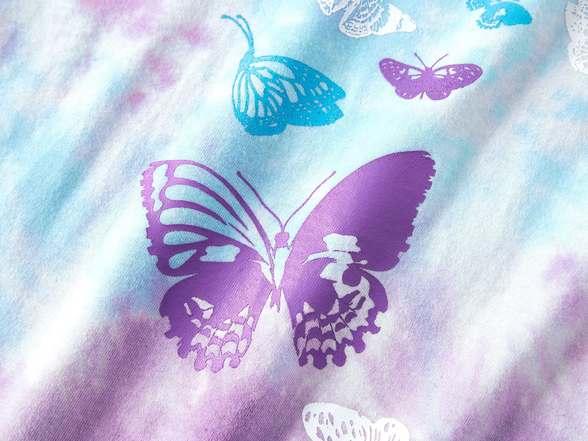 Beezizac Girls Pajama Set 2-PC Shorts Cotton Summer Tie Dye Butterfly Pjs Size 12