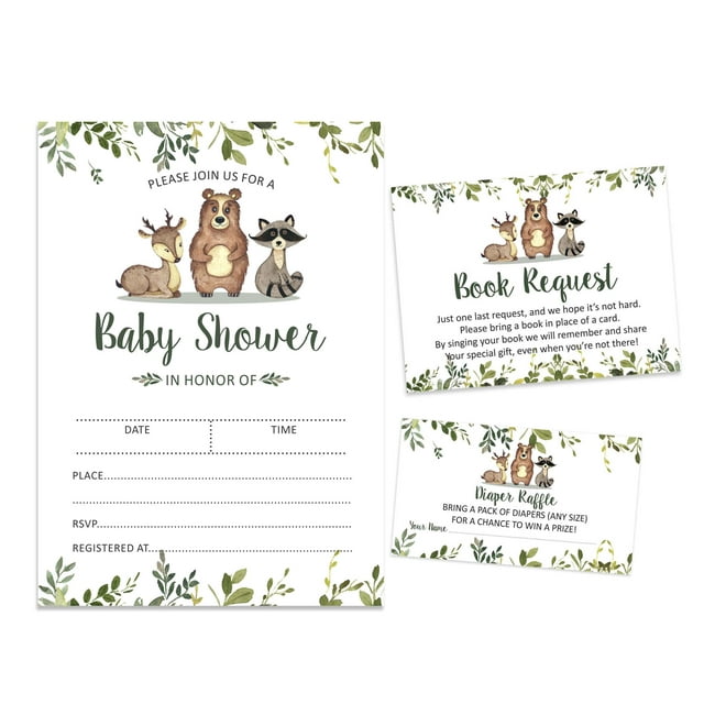 Inkdotpot Set Of 30Jungle Animals Baby Shower Invitations-Diaper Raffle Tickets And Baby Shower Book Request Cards Gender Neutral Invites Its A Boy Its A Girl
