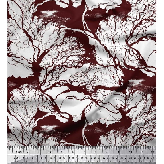 Soimoi Polyester Crepe Fabric Landscape & Tree Shirting Printed Craft Fabric by The Yard 52 Inch Wide