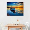 thumbnail image 2 of COMIO Canvas Wall Art Boat Blue Lake Water Sunset Panoramic Painting - Long Nature Canvas Artwork Contemporary Picture for Home Office Wall Decor 20x16 inch, 2 of 4