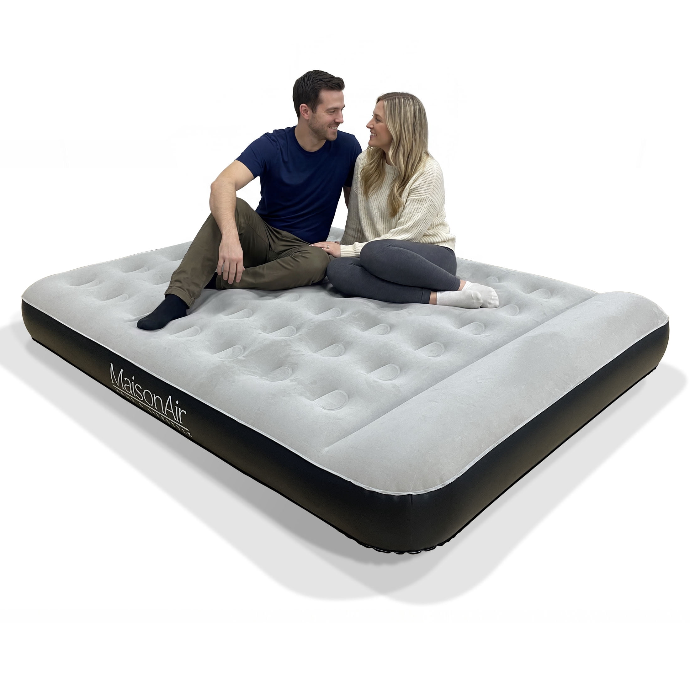 MaisonAir 12in Queen Airbed Premium Air Mattress with Coil Beam Support and Built in Pillow with Rechargeable Pump