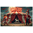 thumbnail image 1 of Bannière de Cirque à Thème Coloré Design Clown Éléments Décoratifs Rideaux Rouges Décoration de Fête Carnaval pour Enfants Fête Décoration Intérieure Célébration d'Anniversaire, 1 of 5
