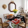 thumbnail image 3 of Black Christmas Table Cloth Waterproof Tablecloths, Santa Elk Gifts Snowflake Winter Xmas Tree Tablecloth Dining Table Cover for Kitchen Party Tabletop Outdoor, Square Tablecloth 54x54 Inch, 3 of 9