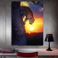 thumbnail image 3 of Mudket Framed Leopard Climbing Tree at Sunset Canvas Wall Art, Safari Wildlife Print Wall Decor, Nature Art Ready to Hang for Men Office - 12"L x 8"W, 3 of 10