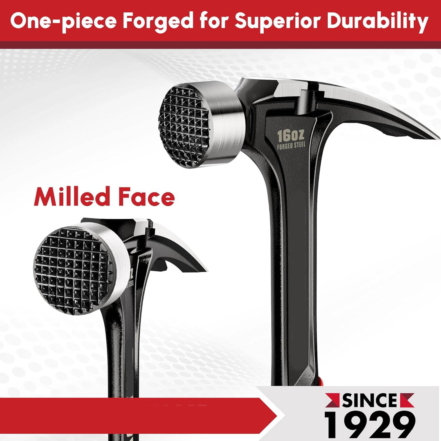 ARROW Straight Claw Hammer, Rip Claw Hammer with Side Nail Puller, Milled Face & Shock Absorbing Grip, One-piece Forged Hammer