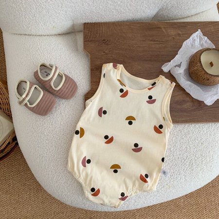 

DancePeanut Summer Newborn Romper Striped Moon Nordic Style Print Sleeveless Rompers Baby Girl Boys One Piece Cotton Clothing Vest Jumpsuit