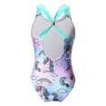 thumbnail image 2 of Doomiva Kids Girls Crisscross Back One Piece Swimsuit Printed Bathing Suit Bikini Hawaii Beach Swimwear Watercolor 10, 2 of 5