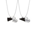 thumbnail image 1 of Delight Jewelry Acrylic 3/4" Black Megaphone Mother & Daughter Heart Necklaces (Set of 2), 19"+2", 1 of 4