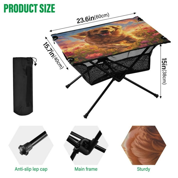 BZSMCE Camping Tables Simple Folding Table Fields Of Happiness Pattern Size:23.6*15.7in