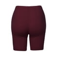 thumbnail image 3 of A2Y Women's Basic Solid Premium Cotton Mid Thigh High Rise Biker Bermuda Shorts Dark Burgundy M, 3 of 5