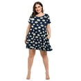 thumbnail image 3 of VEPKUL Womens Plus Size Dresses with Pockets Casual Short Sleeve Dress Loose A Line Flowy Swing 3-NavyBlue_3X, 3 of 9