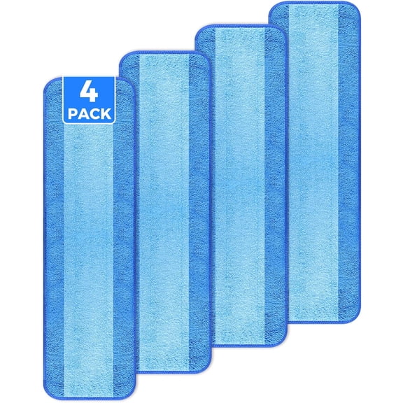 Microfiber Mop Pads 4-Pack 18" – Compatible with Bona, Washable & Reusable