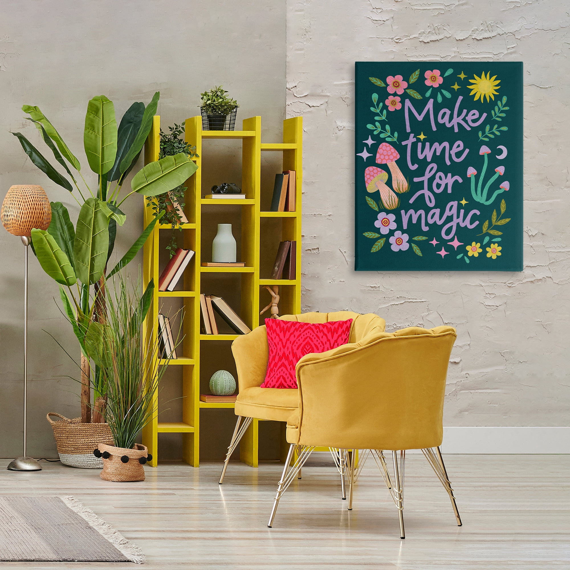 Stupell Industries Time For Magic with Florals Plants & Flowers Painting Wrapped Canvas Art Print Wall Art, 30 x 40