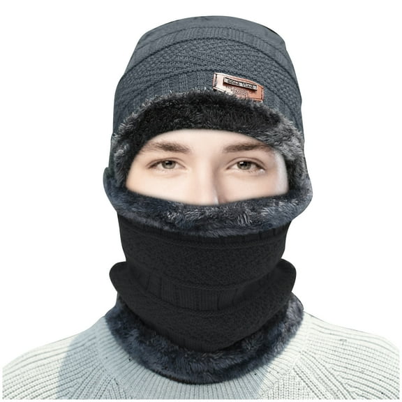 Winter Thermal Plush Hat Scarf Woolen Cap Cycling Windproof Cap Two-piece Suit