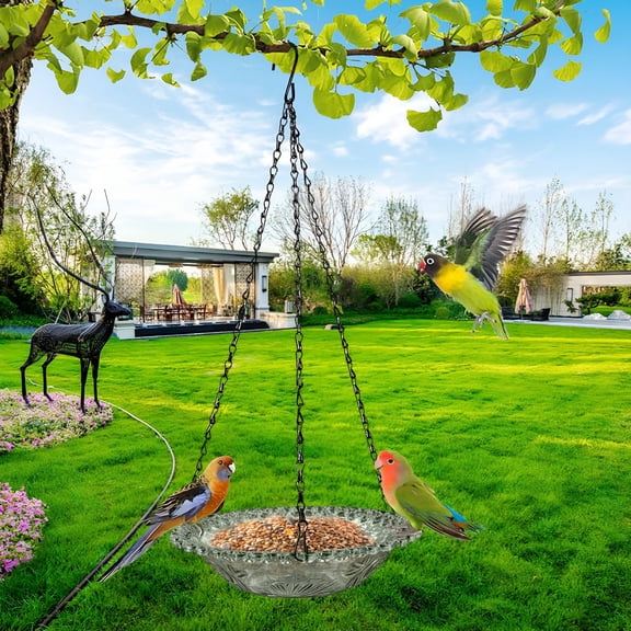 ACDANC Hanging Bird Bath - Bird Drinking Feeder | Hangable Glass Bird Bath | Outdoor Wildbird Dish Feeder | Hummingbird Glass Bath Bird Feeder Water Bowl for Garden Yard Patio Decor