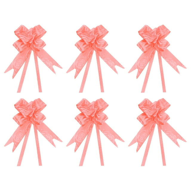 Unique Bargains 8 Inch Pull Bows Ribbon Gift Wrapping String Rose Pattern Decorative Bow Tie Red 100 Pack