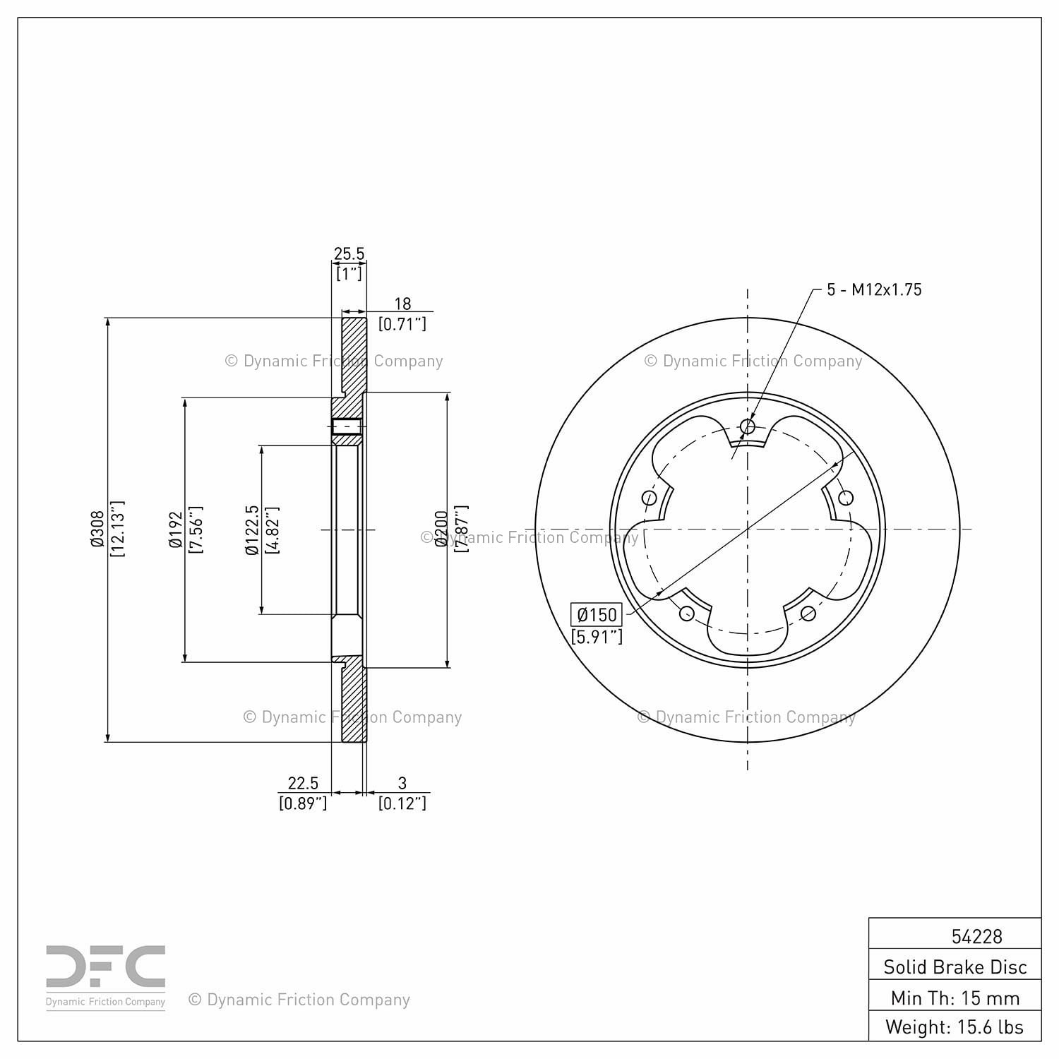 Rear Dynamic Friction Company GEOSPEC Coated Brake Rotor 604-54228 (1) For 2015-2020 Ford Transit-150, 2015-2020 Ford Transit-250, 2015-2020 Ford Transit-350