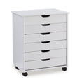 thumbnail image 1 of Craydon Six-Drawer Wide Roll Cart, Whitewash, 1 of 8