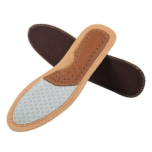 1 par de plantillas transpirables para zapatos, cómodas plantillas de piel de vaca que absorben el sudor, plantillas de tela antideslizantes, color marrón topo, talla 45-46