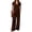 CEG81-Coffee, variant on Linen Sets For Women 2 Piece Summer Lightweight V Neck Shirt Wide Leg Pants Dressy Casual Travel Lounge Outfit Matching Set Coffee M
