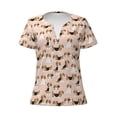 thumbnail image 3 of Zufioo Beagle Dog On Brown for Women's Deep V-neck Short-sleeved T-shirt, Top with Short Sleeves - with Stainless Steel Buckle, Moisture Wicking, Ideal Home Wear-Large, 3 of 9
