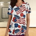 thumbnail image 2 of Dyegold Summer Tops for Women 2023, Womens Blouses and Tops Casual 4th of July Patriotic Uniform Soft Scrub Tops Work Tshirt Short Sleeve V Neck ​Tunics, 2 of 5