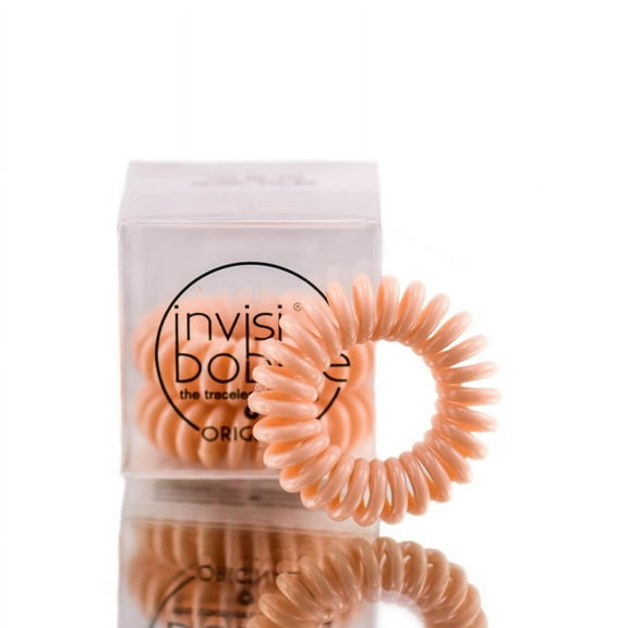 Invisibobble Traceless Spiral Hair Ties, Elastic Ponytail Holders for Women, To Be or Nude to Be (Pack of 3)