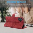 thumbnail image 3 of Wallet Case for iPhone 16, PU Leather Flip Protective Phone Case Wrist Strap Card Slots Holder Pocket Embossed Stand Full Body Protection Rugged Case Cover for iPhone 16, Red, 3 of 8