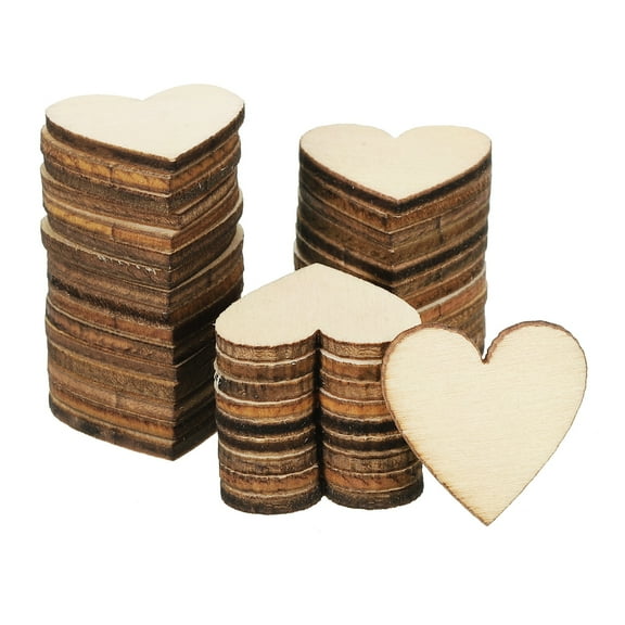 30mm Wooden Hearts, 50 Pack Unfinished Wood Hearts Blank Wooden Cutouts