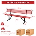 thumbnail image 7 of AwayHome 8ft Heavy Duty Mesh Metal Outdoor Park Bench with Backrest & Steel Frame,Red, 7 of 7