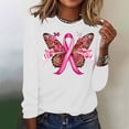 thumbnail image 4 of qelini Breast Cancer Awareness Shirt Casual Pullover Blouse Wowen's Graphic Tees Long Sleeve Shirts Fall Winter Crewneck Comfy Shirts White XL, 4 of 4