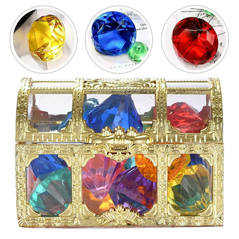 8 Pcs Big Size Kids Diamond Toy��Acrylic Diamond Gems Jewels Large Pirate  Treasure Chest Hunt Toy Fake Crystals